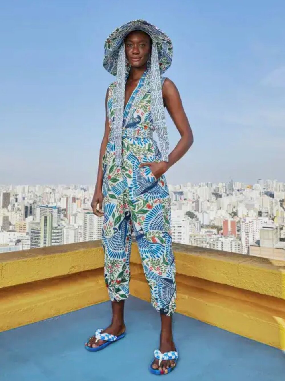 FARM Rio Macaw Flight Canvas Jumpsuit medium